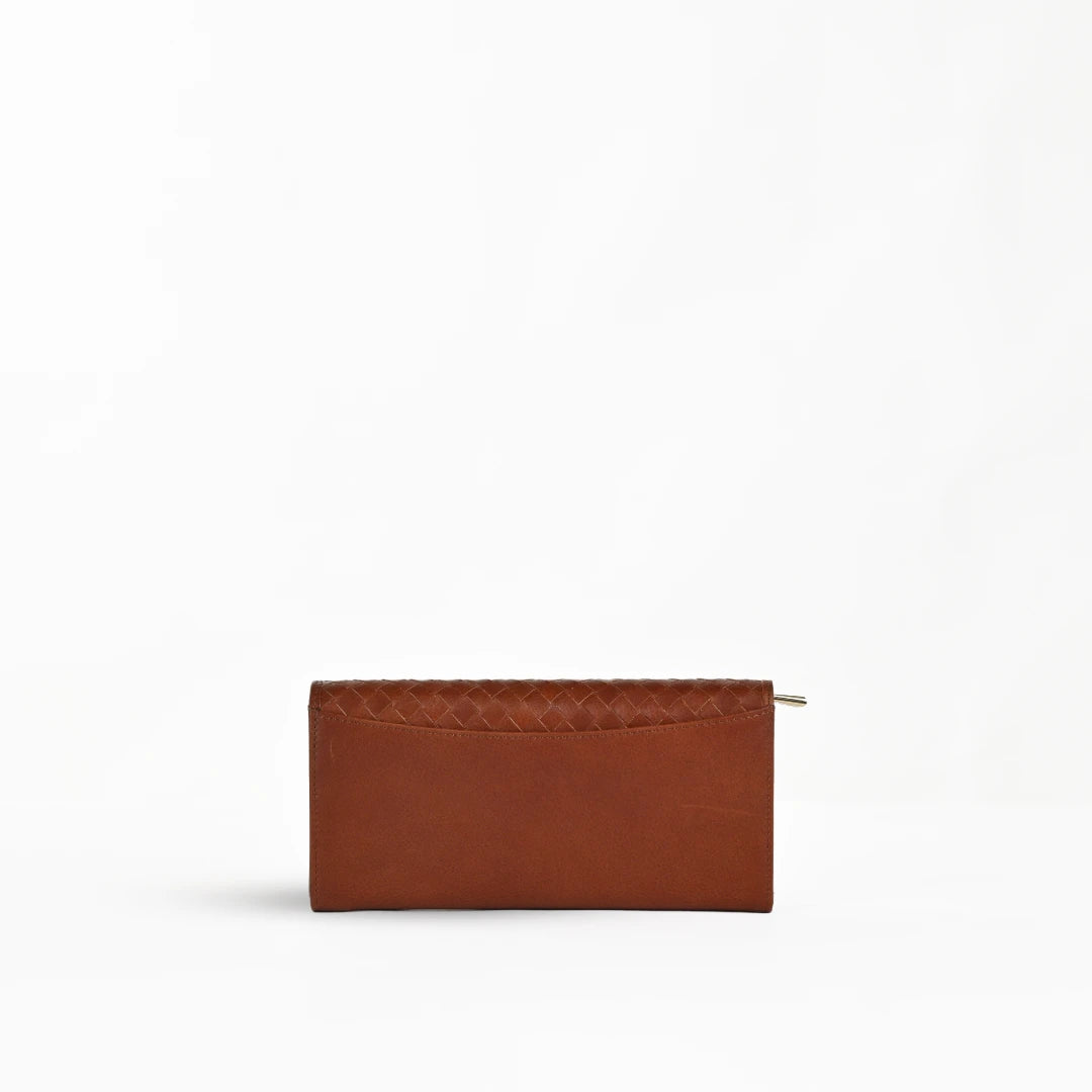 NUVE Genuine Leather Ladies Purse/Wallet Button Clouser - Tan