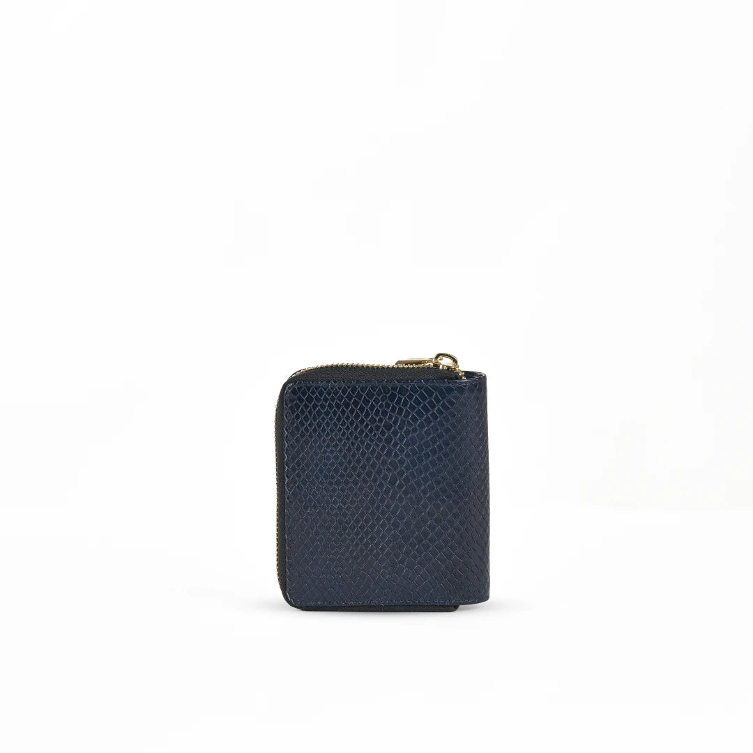 NUVE Genuine Leather Ladies Purse/Wallet Compact Structured - Navy