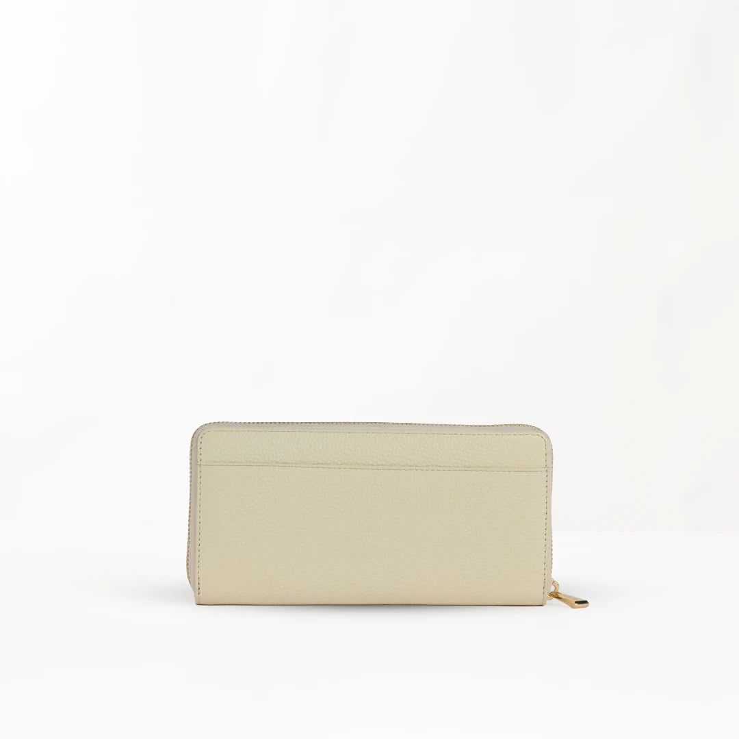 NUVE Genuine Leather Ladies Purse/Wallet Zip Clouser - Stone