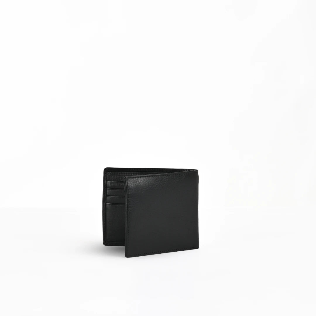 NUVE Genuine Leather Mens Wallet Structured Bi-fold - Black