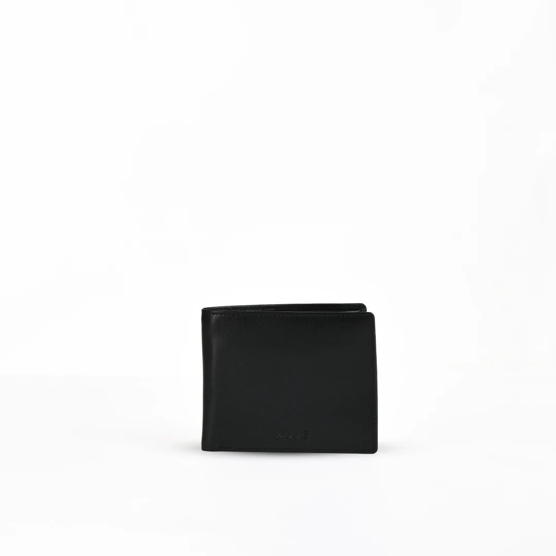 NUVE Genuine Leather Mens Wallet Structured Bi-fold - Black