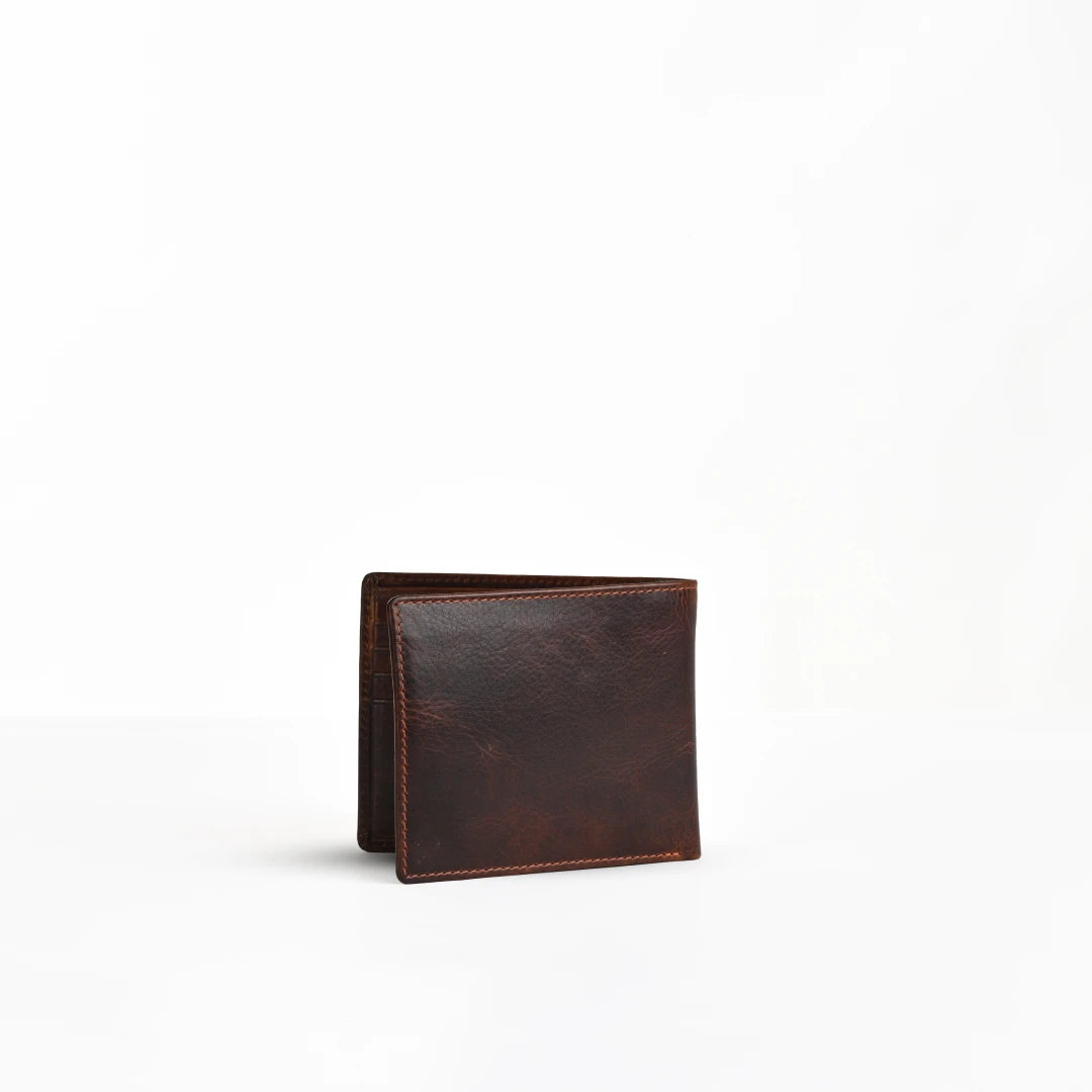 NUVE Genuine Leather Mens Wallet Structured Bi-fold - Brown