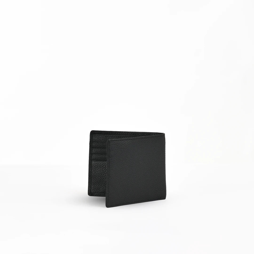 NUVE Genuine Leather Mens Wallet Rich Textured Bi-fold - Black