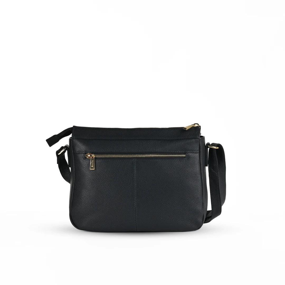 NUVE Genuine Leather Hand Bag for Female - Geometric Designed - Navy