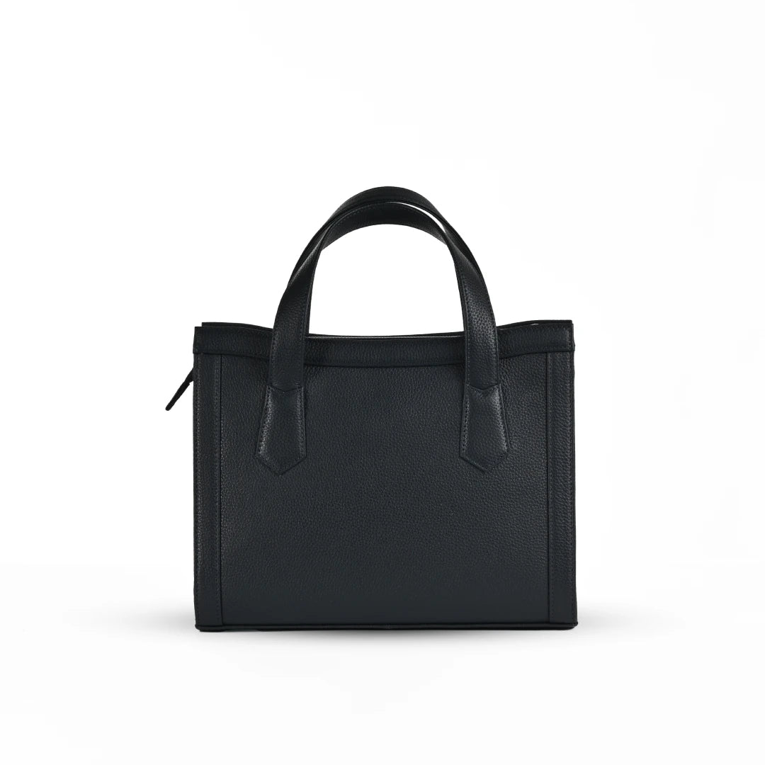 NUVE Genuine Leather Hand Bag for Female - Classic Structured Style - Navy