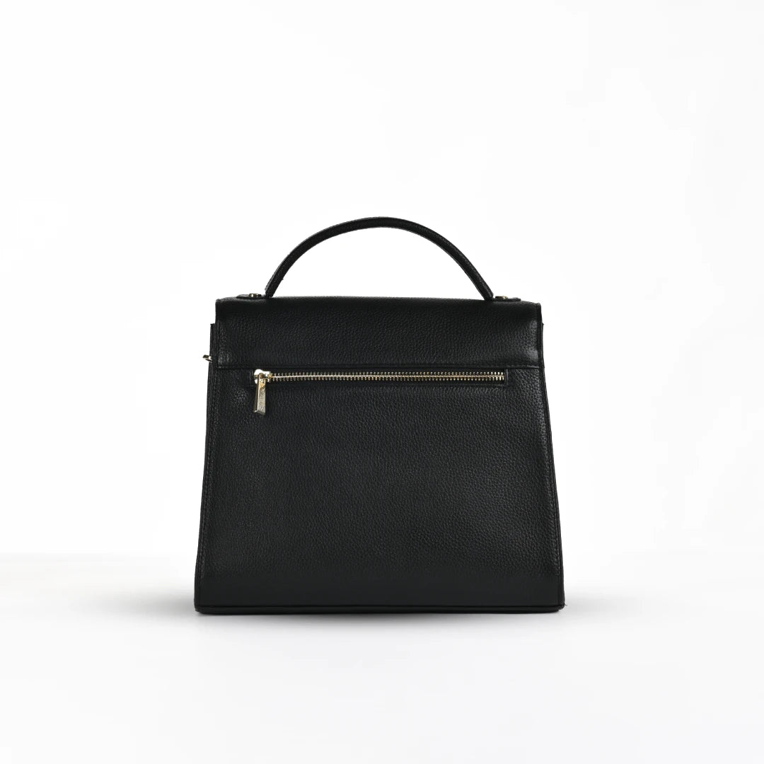 NUVE Genuine Leather Hand Bag for Female - Structured Timeless Design - Navy