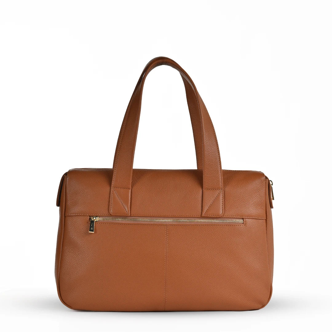 NUVE Genuine Leather Tote Bag for Female - Structured All Occassion - Caramel