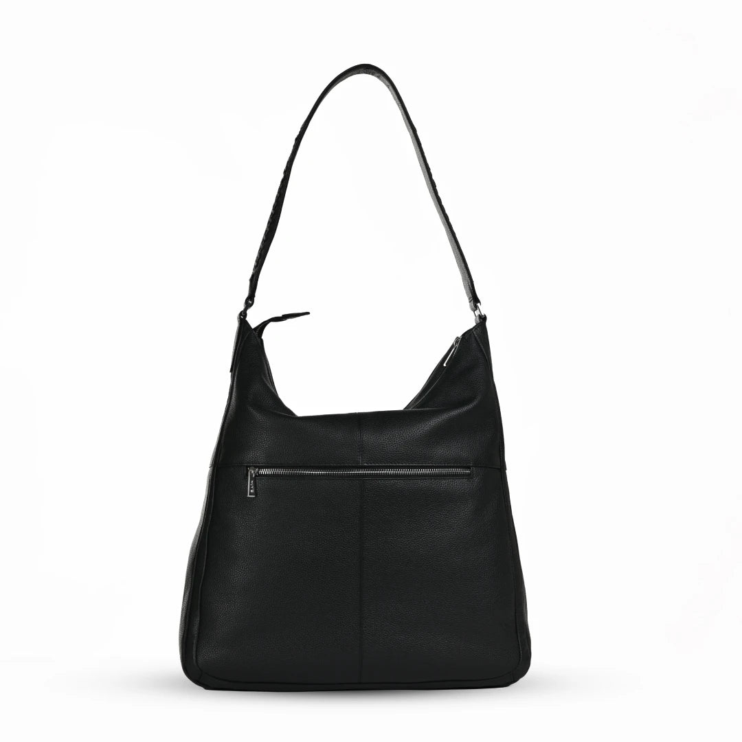 NUVE Genuine Leather Hobo Bag for Female - Structured for All Occasion - Black