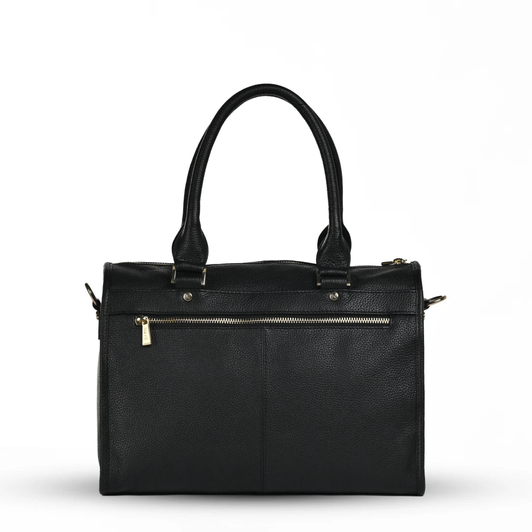 NUVE Genuine Leather Hand Bag for Female - Structured All Occasion - Black