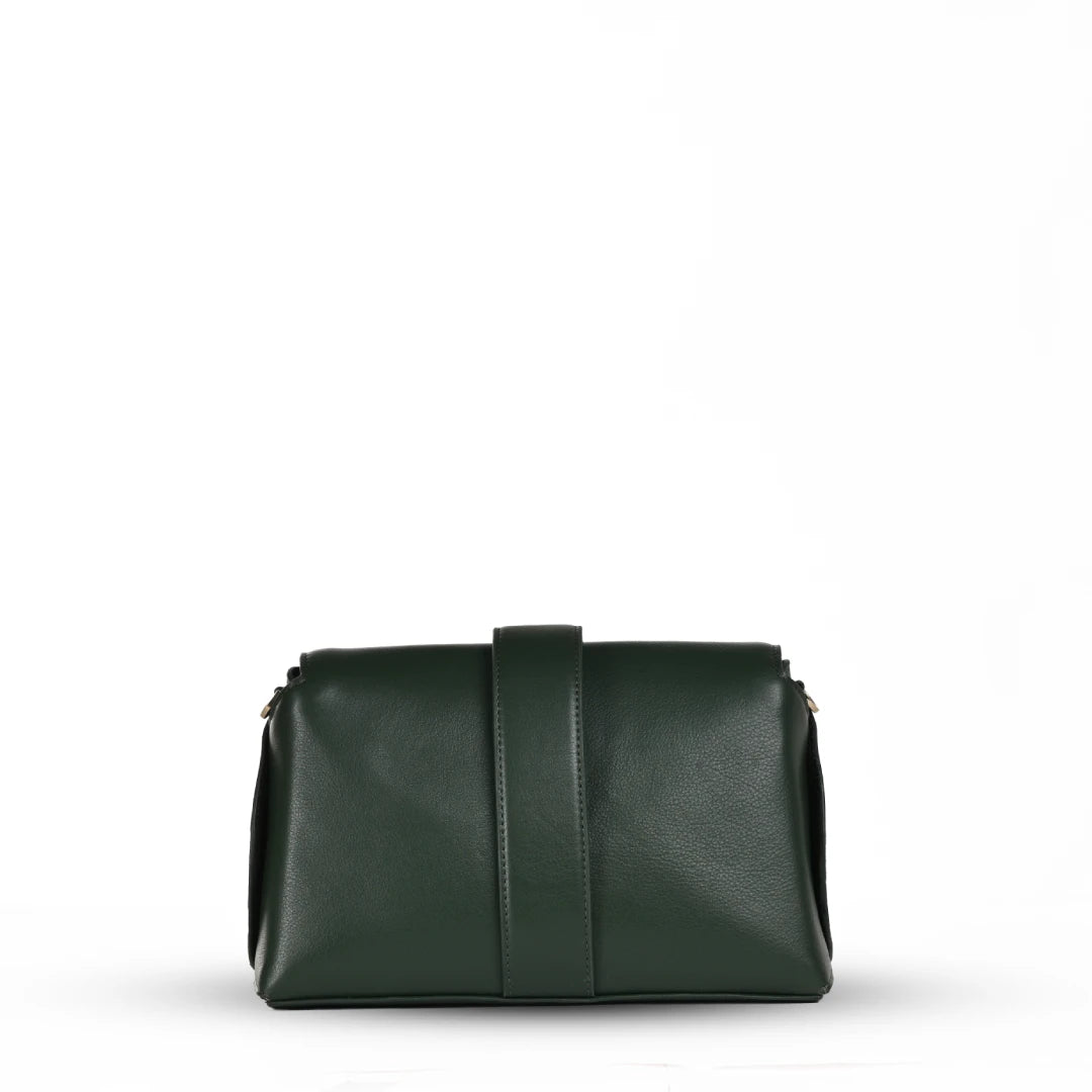 NUVE Genuine Leather Crossbody Bag for Female - Structured Polished - Green