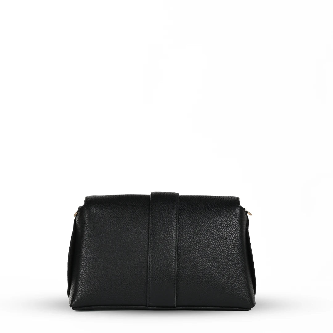 NUVE Genuine Leather Crossbody Bag for Female - Structured Polished - Black