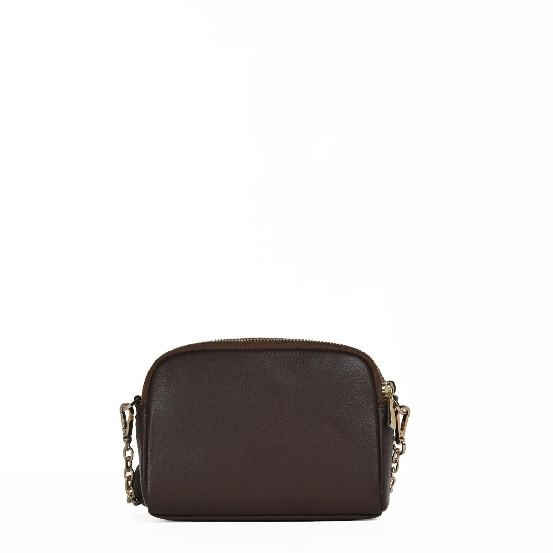 NUVE Genuine Leather Crossbody Bag for Female - Solid Structured All Day Wear - Brown