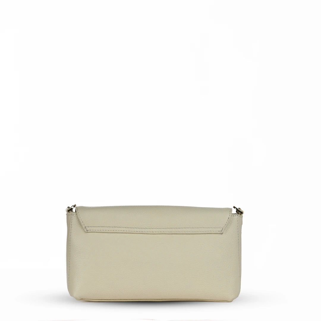 NUVE Genuine Leather Crossbody Bag for Female - Crisp Textured - Stone