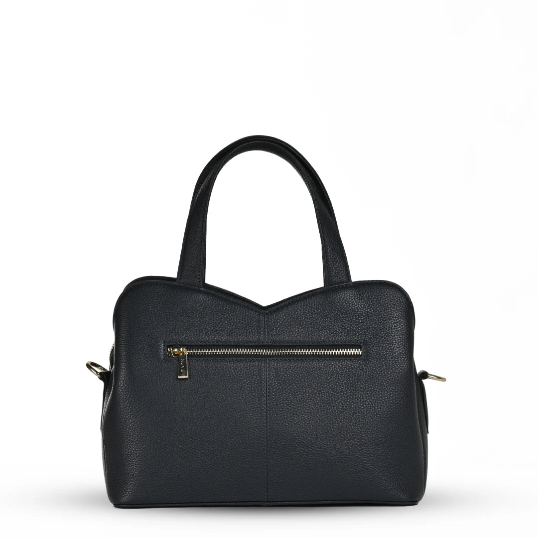 NUVE Genuine Leather Hand Bag for Female - Detailed Structure - Bi Colour (Navy & Stone)