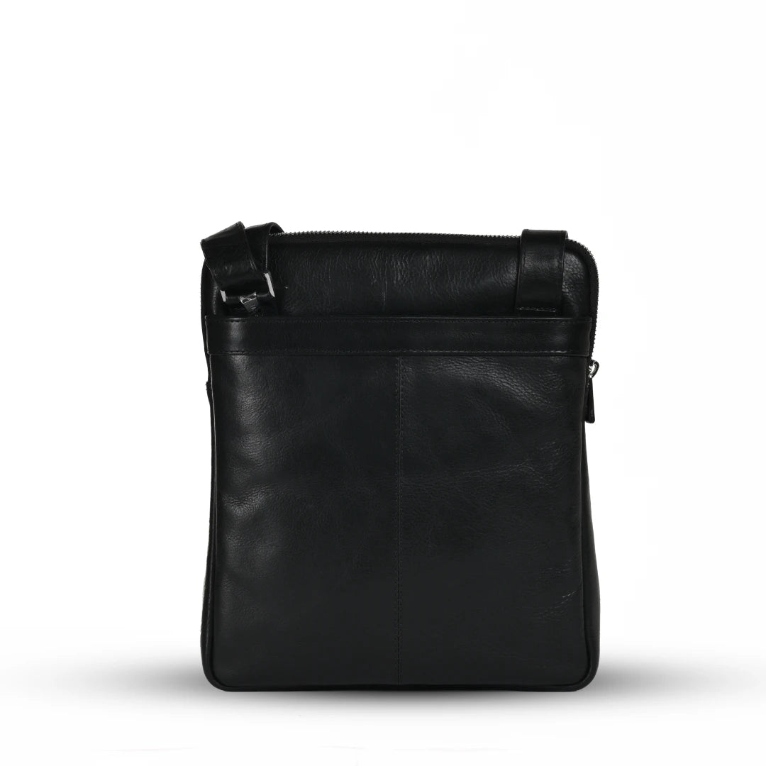 NUVE Genuine Leather Crossbody Bag for Men Small - Compact Messenger Bag- Black