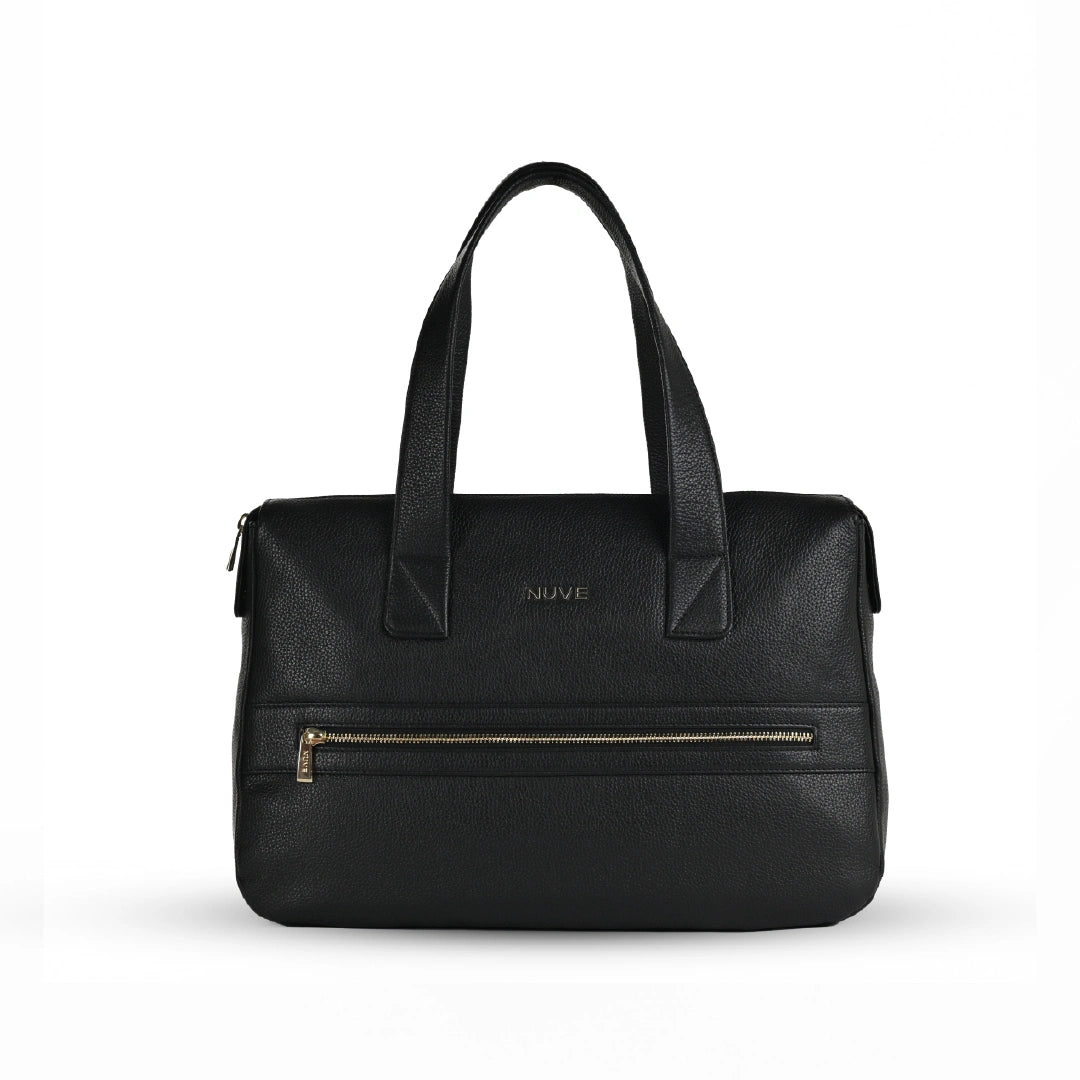 NUVE Genuine Leather Tote Bag for Female - Structured All Occassion - Black
