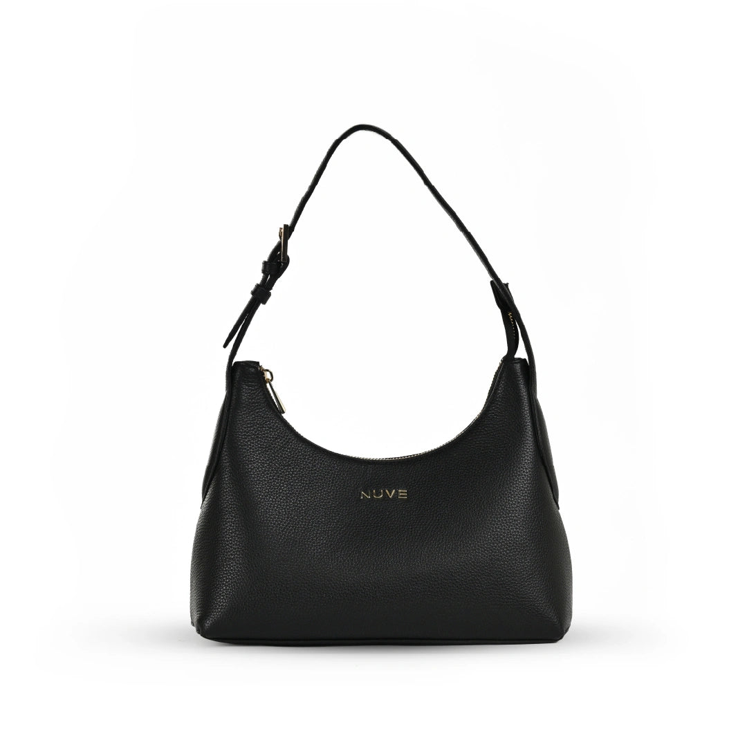 NUVE Genuine Leather Hand Bag for Female - Velina Structured - Black