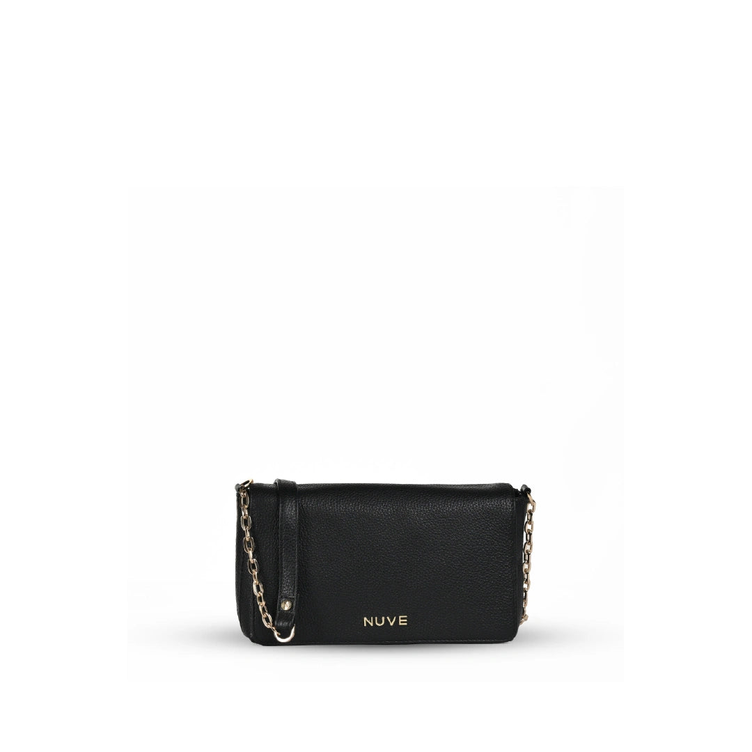 NUVE Genuine Leather Crossbody Bag for Female - Crisp Textured - Black