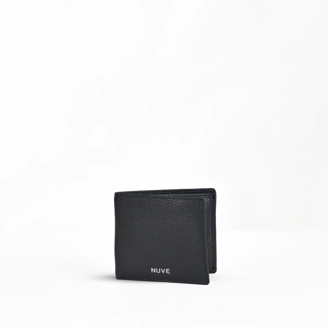 NUVE Genuine Leather Mens Wallet Rich Textured Bi-fold - Navy