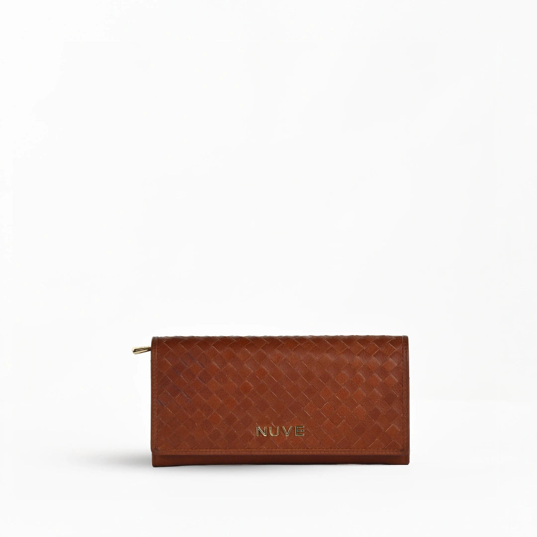 NUVE Genuine Leather Ladies Purse/Wallet Button Clouser - Tan