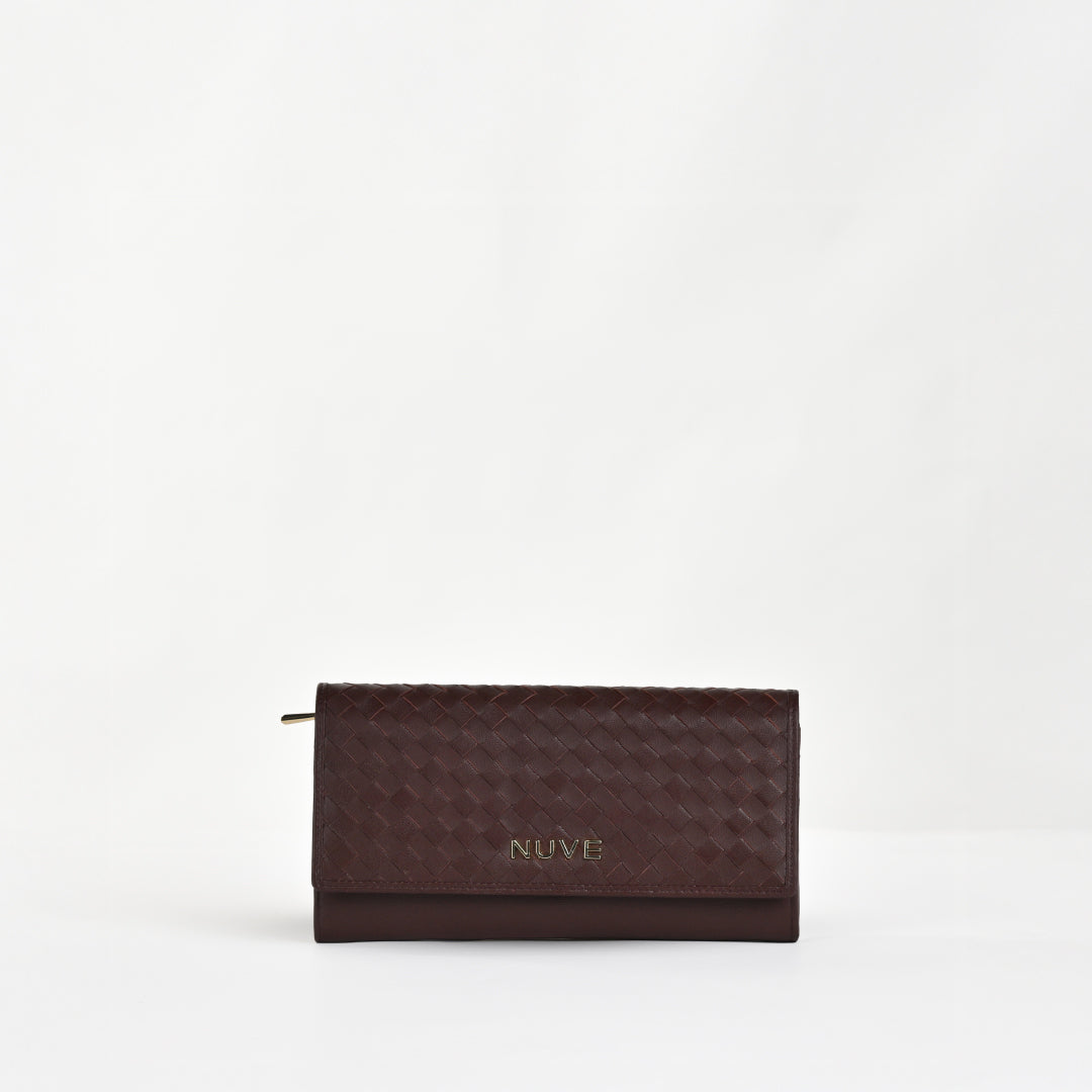 NUVE Genuine Leather Ladies Purse/Wallet Button Clouser - Wine