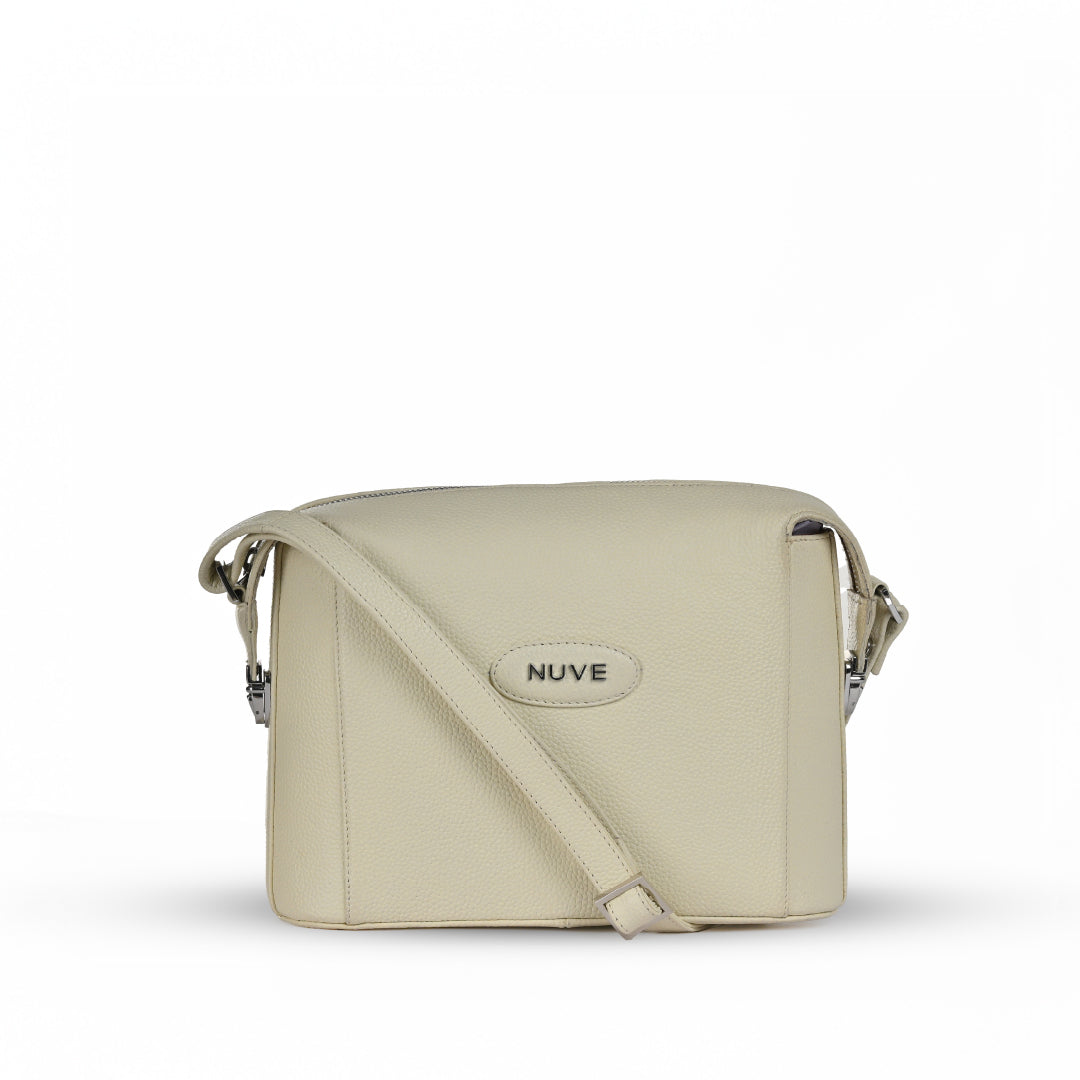 NUVE Genuine Leather Crossbody Bag for Female - Swagger - Stone