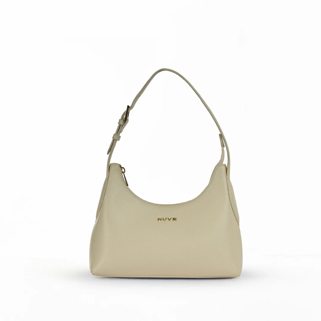 NUVE Genuine Leather Hand Bag for Female - Velina Structured - Stone